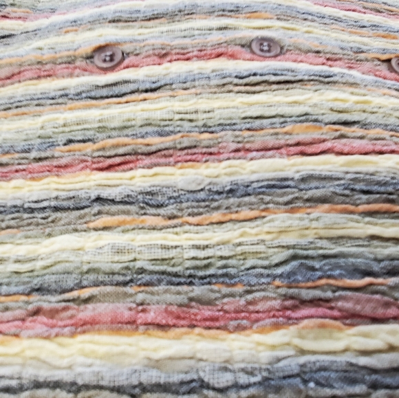 Ladies Large, Multi-Colored Striped, V-Neck Collar, Buttons, Tank Top, Stretchy - Picture 13 of 14